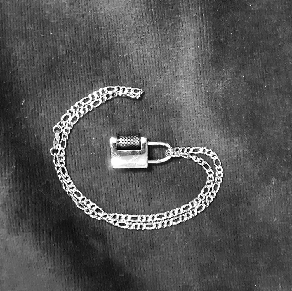 Silver Lock Chain with Carbon Fiber lock combinati
